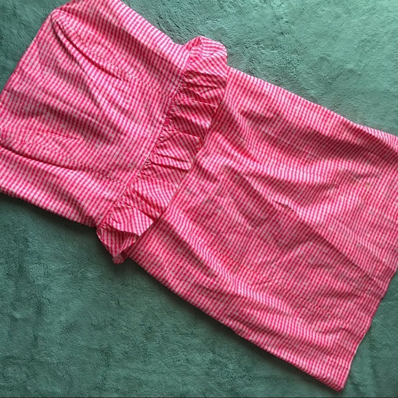 Lilly Pulitzer Lowe Peplum Dress Pink Gingham - Picture 1 of 8